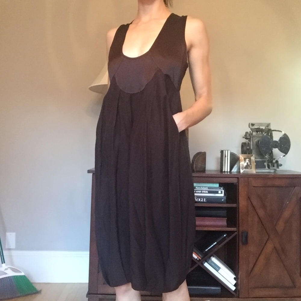 Bell Shape Satin Dress w Pockets